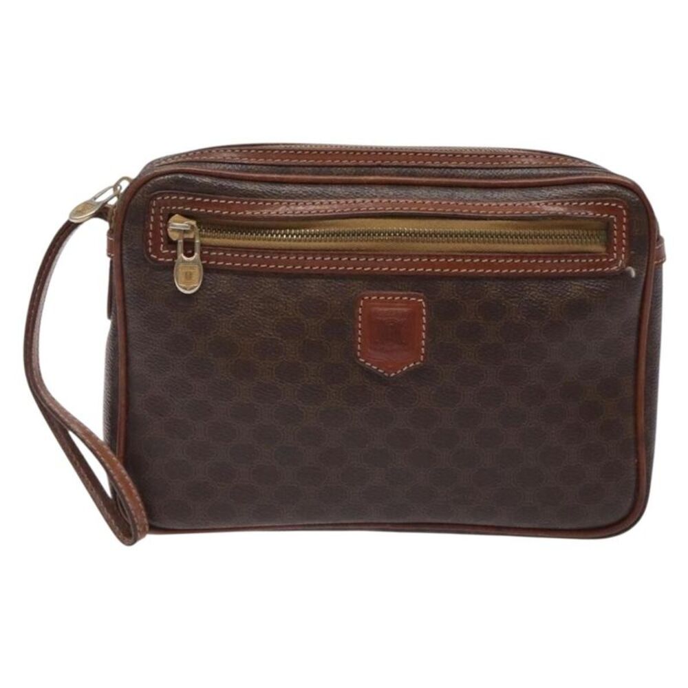 Celine Vintage Macadam Shopper Coated Canvas Brown Canvas Tote Bag Bag